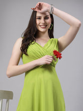 Women Fit and Flare Dress (Fluorescent green)