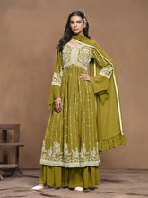 Embroidered Faux Georgette Trendy Salwar Kameez