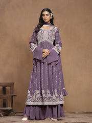 Embroidered Faux Georgette Trendy Salwar Kameez