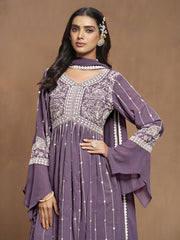 Embroidered Faux Georgette Trendy Salwar Kameez