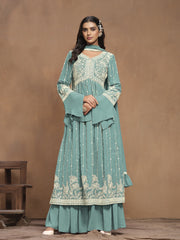 Embroidered Faux Georgette Trendy Salwar Kameez