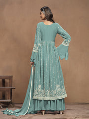 Embroidered Faux Georgette Trendy Salwar Kameez