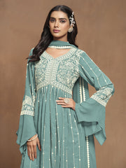 Embroidered Faux Georgette Trendy Salwar Kameez