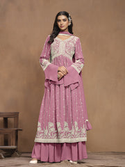 Embroidered Faux Georgette Trendy Salwar Kameez