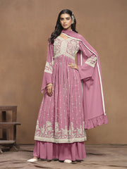 Embroidered Faux Georgette Trendy Salwar Kameez