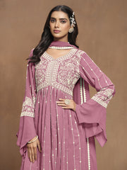 Embroidered Faux Georgette Trendy Salwar Kameez