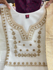 NEW JANKI WHITE HEAVY FULLY STITCHED SUIT SET