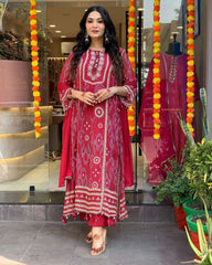 Shreya Red Printed Suit Set