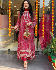 Shreya Red Printed Suit Set