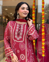 Shreya Red Printed Suit Set