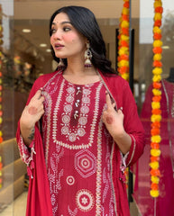 Shreya Red Printed Suit Set