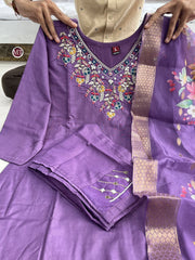 CHANDERI SILK SUIT SET(PURPLE)
