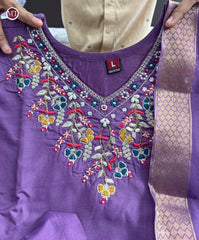 CHANDERI SILK SUIT SET(PURPLE)