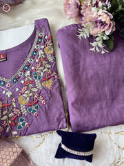 CHANDERI SILK SUIT SET(PURPLE)
