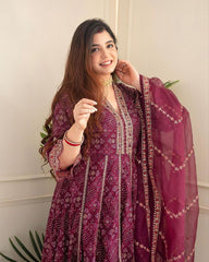 Meera Maroon Voluminous Anarkali Suit Set