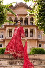 Meera Red Voluminous Anarkali Suit Set