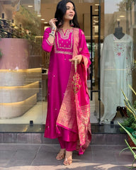 NEW JANKI PINK HEAVY FULLY STITCHED SUIT SET