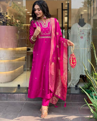 NEW JANKI PINK HEAVY FULLY STITCHED SUIT SET