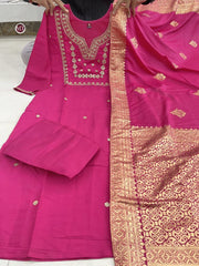 NEW JANKI PINK HEAVY FULLY STITCHED SUIT SET