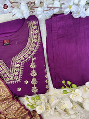 HEAVY Jacquard WORK weaving CHANDERI WITH FULL ZARI WORK SUIT SET
