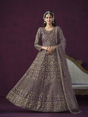 Blush Royale Anarkali with Intricate Golden Embroidery