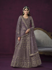 Blush Royale Anarkali with Intricate Golden Embroidery