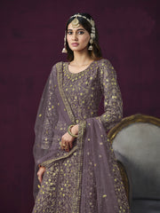 Blush Royale Anarkali with Intricate Golden Embroidery