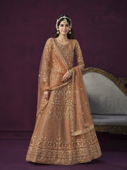 Blush Royale Anarkali with Intricate Golden Embroidery