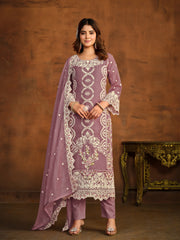 Floral Embroidered Soft Organza Suit