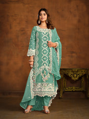 Floral Embroidered Soft Organza Suit