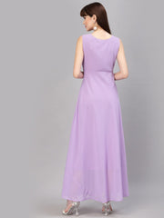 Women Fit and Flare Purple Dress