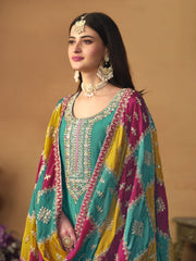 Women Ethnic Motifs Embroidered Regular Thread Work Kurta with Trousers & With Dupatta