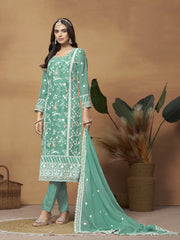 Women Floral Embroidered Regular Thread Work Kurta with Pyjamas & With Dupatta