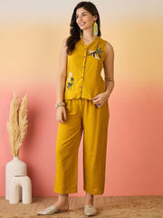 Embroidered Pure Cotton Top With Trouser