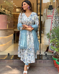 Women PRINTED FRENCH CREAP kurta set