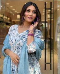 Women PRINTED FRENCH CREAP kurta set