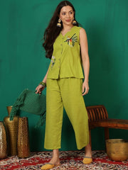 Embroidered Pure Cotton Top With Trouser