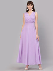 Women Fit and Flare Purple Dress