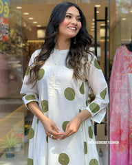 Women Whitw Ethnic Motifs Kurta with Trousers & Dupatta