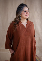 Plus Size Cuban Collar A Line Kurta With Trouser