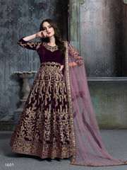 VELVET EMBROIDERED LONG GOWN FOR PERFECT OCCASIONS