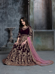 VELVET EMBROIDERED LONG GOWN FOR PERFECT OCCASIONS