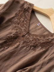 Brown Elegance Layered cotton top