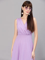 Women Fit and Flare Purple Dress