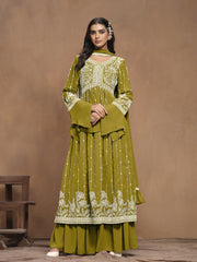 Embroidered Faux Georgette Trendy Salwar Kameez