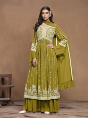 Embroidered Faux Georgette Trendy Salwar Kameez