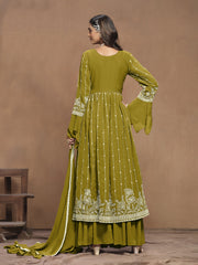 Embroidered Faux Georgette Trendy Salwar Kameez