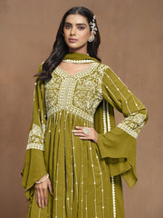 Embroidered Faux Georgette Trendy Salwar Kameez