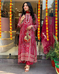 Shreya Red Printed Suit Set