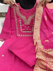 NEW JANKI PINK HEAVY FULLY STITCHED SUIT SET